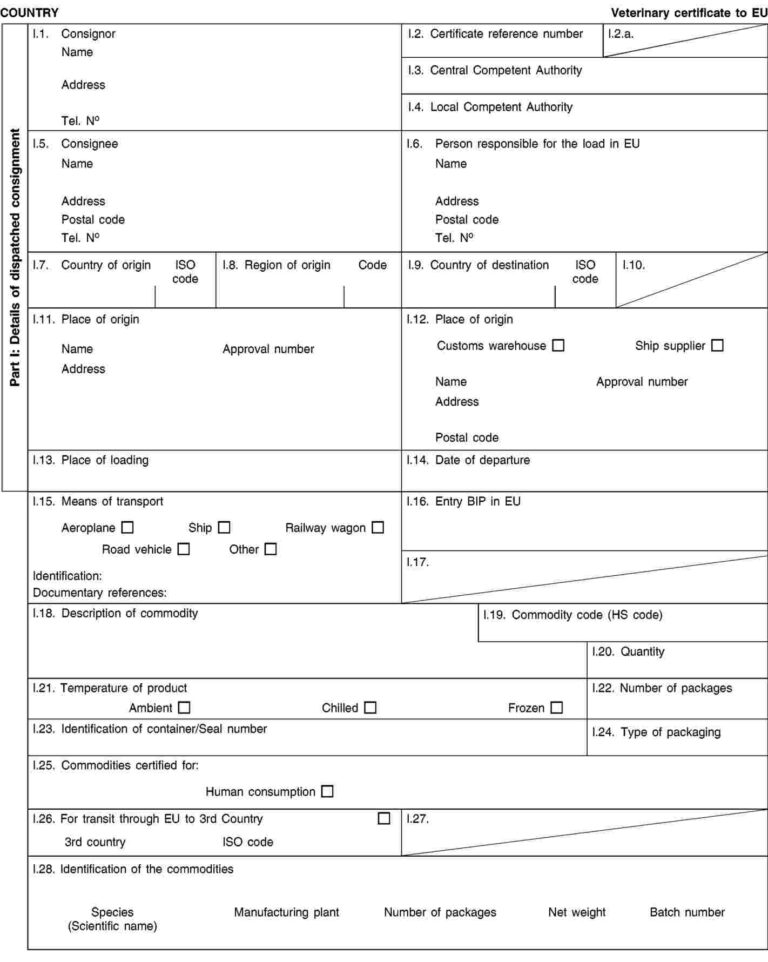 Export Health Certificates Animal export health certificate Export